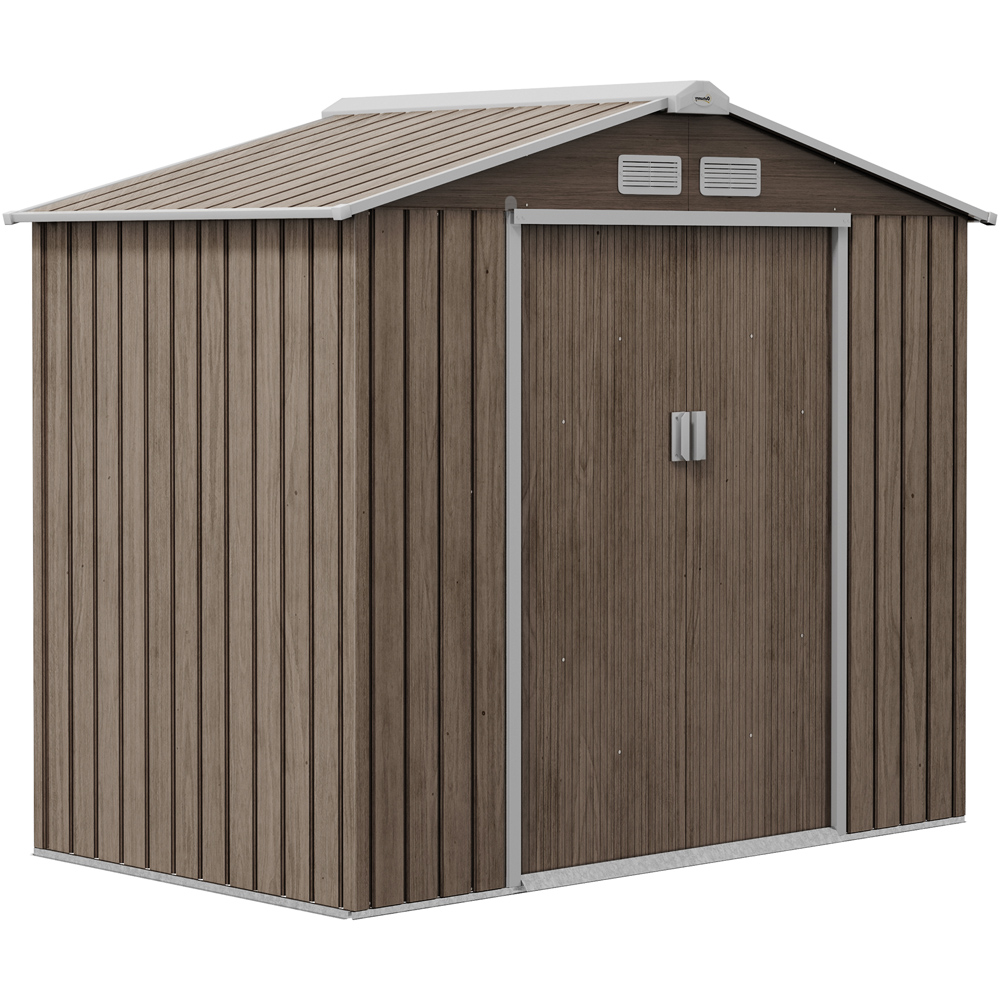Outsunny 7 x 4ft Brown Sloped Roof Garden Shed Image 1