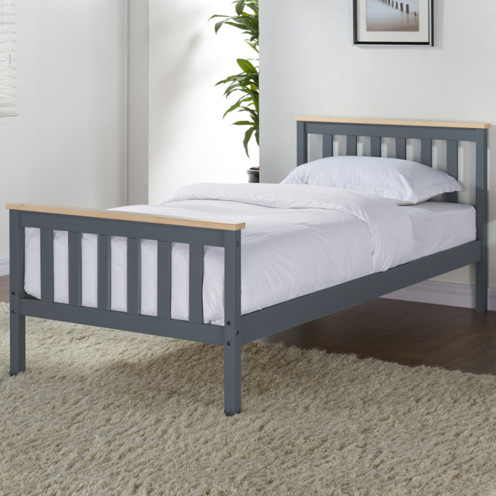 Home Detail Woodford Single Grey and Oak Wooden Bed Image 1