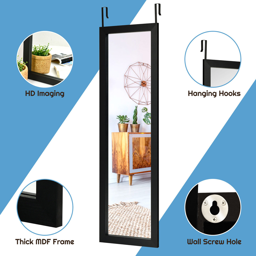 Costway Black Full Body Wall Mounted Dressing Mirror Image 7