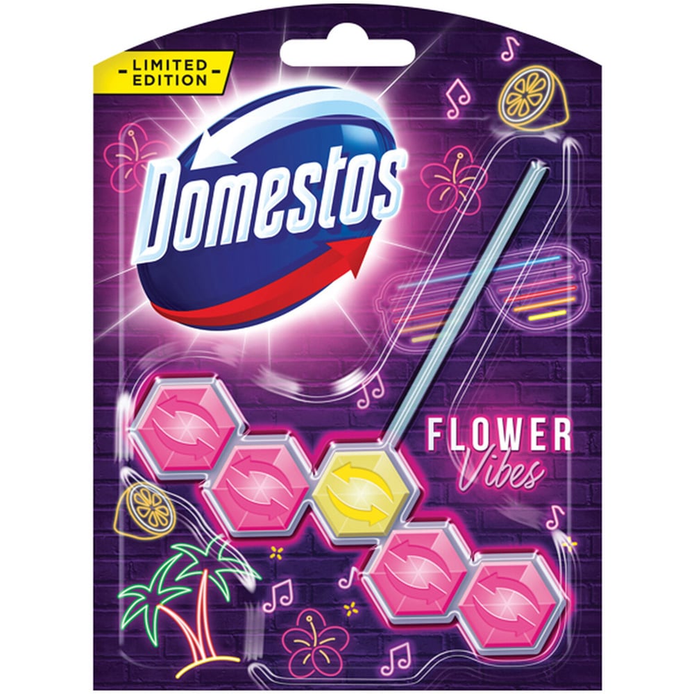 Domestos Flower Vibes Toilet Rim Block 55g Image