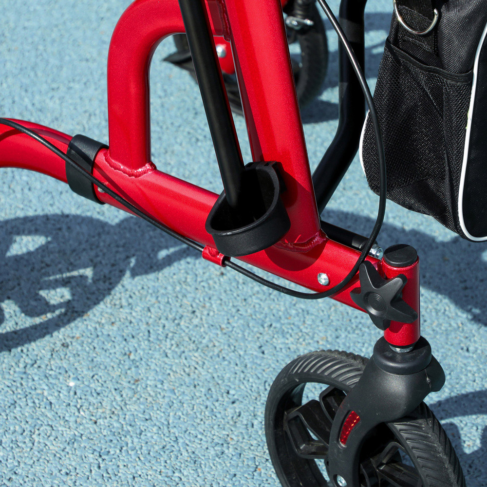 HOMCOM Red 4‑Wheel Lightweight Rollator Walker with Seat and Backrest Image 4