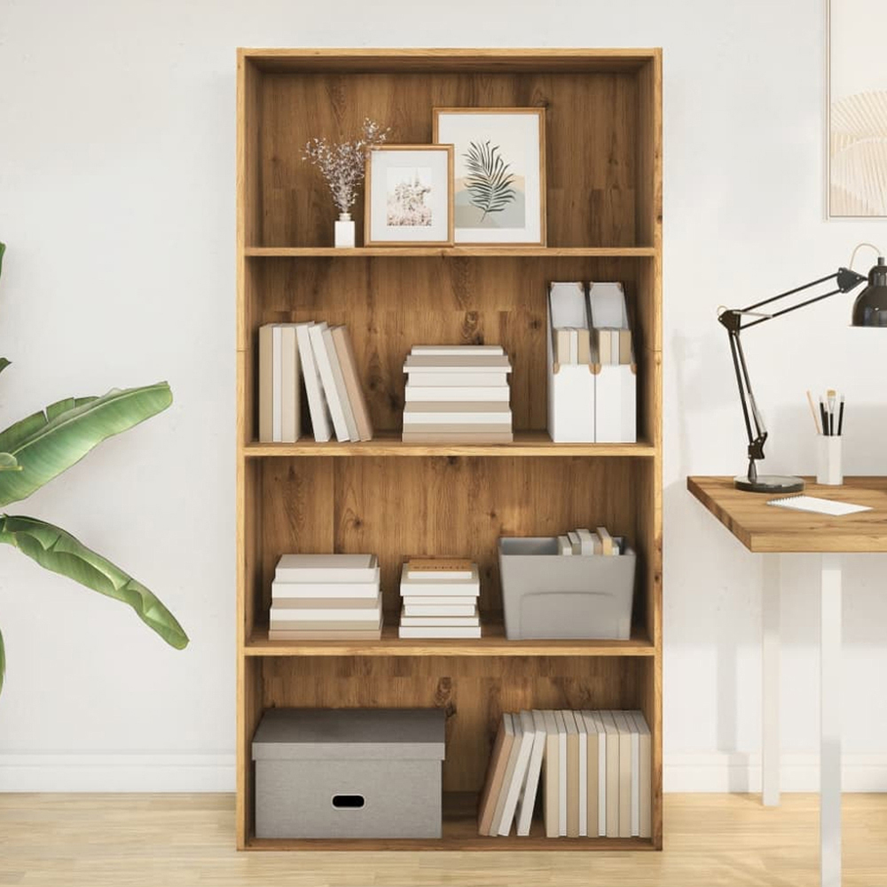 vidaXL 4 Shelf Artisian Oak Bookcase Image 1
