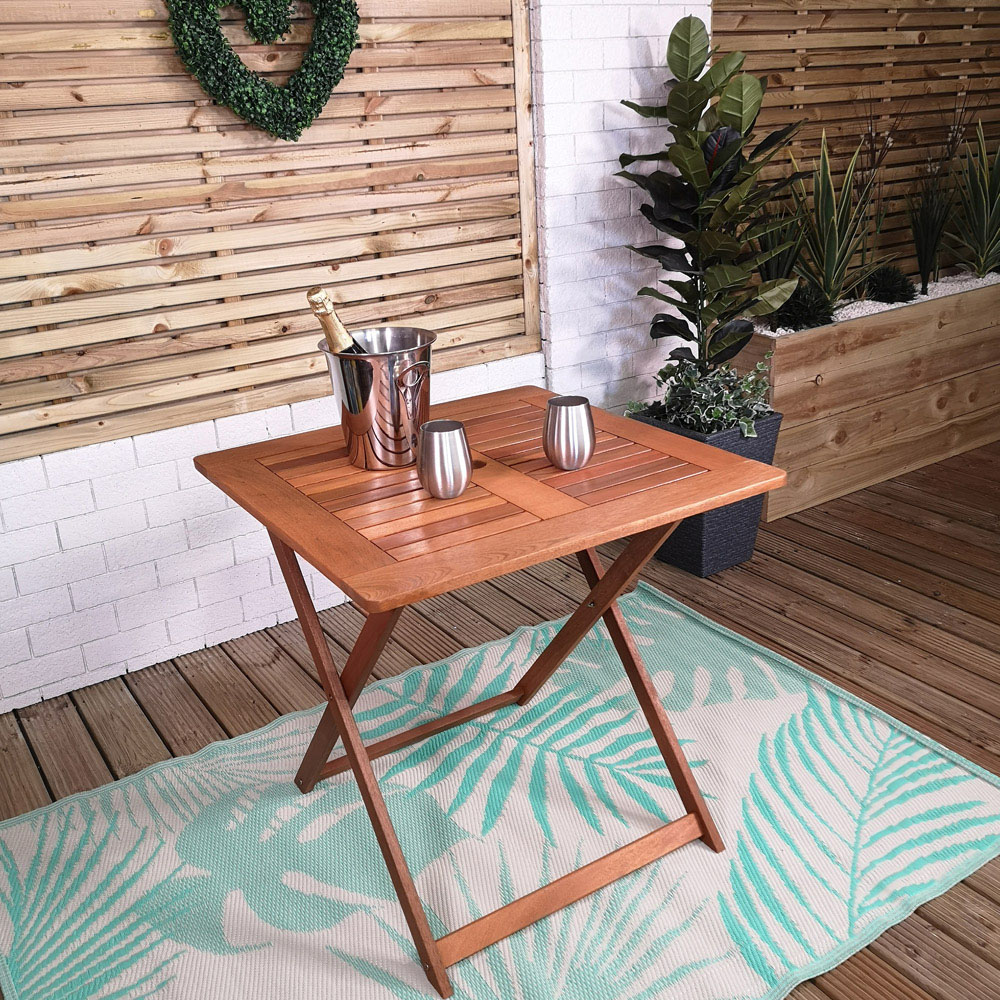 Samuel Alexander Wooden 2 Seater Folding Square Garden Dining Set with Green Parasol Image 3