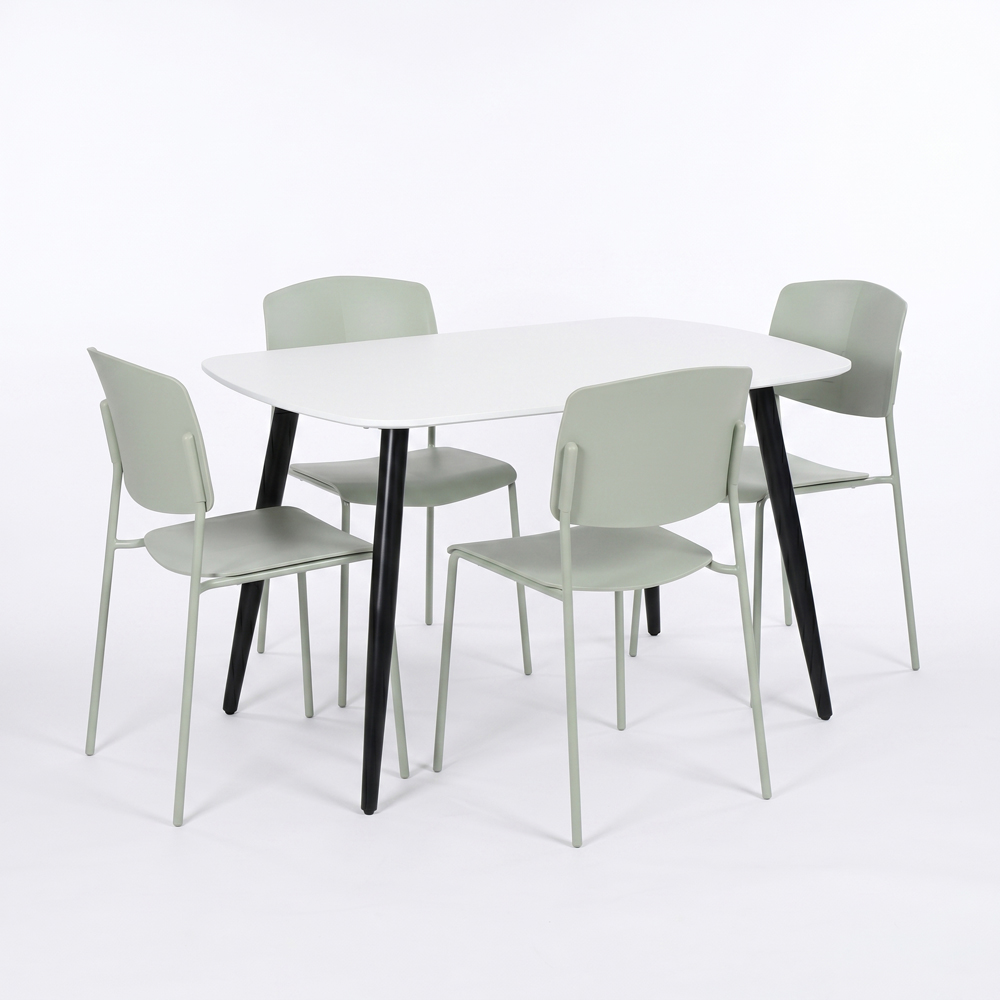 Core Products Aspen Academy 4 Seater Plastic Rectangular Dining Set White and Sage Green Image 2