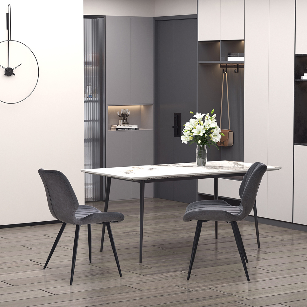 Portland Set of 2 Grey Faux Leather Dining Chair Image 3