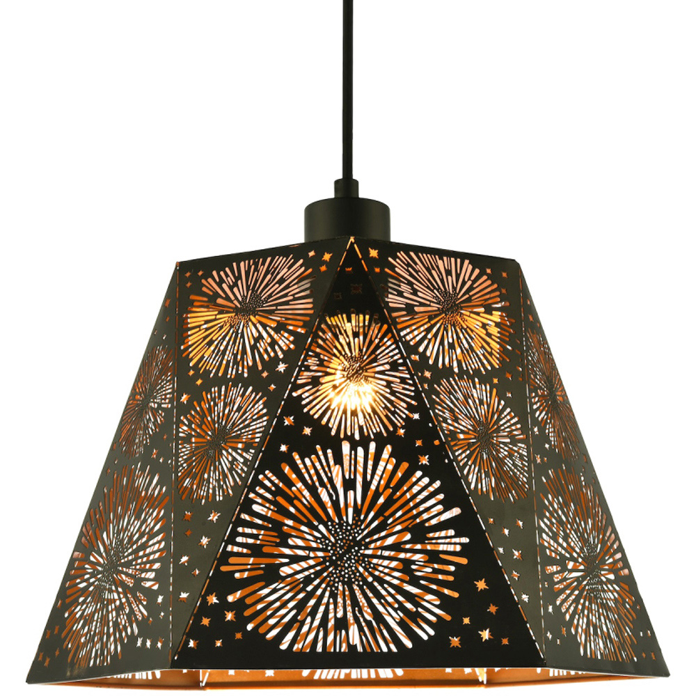 Happy Homewares Matte Black Hexagonal Pendant Lamp Shade Image 3