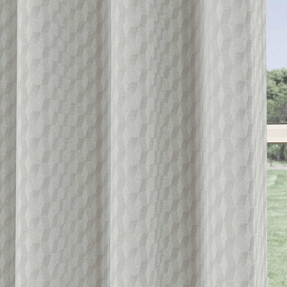 Enhanced Living Tokyo Grey Velvet Embossed Thermal Darkening Eyelet Curtains 168 x 229cm Image 3