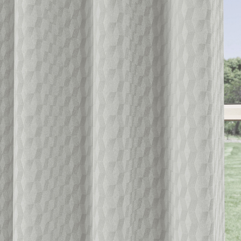 Enhanced Living Tokyo Grey Velvet Embossed Thermal Darkening Eyelet Curtains 168 x 183cm Image 3