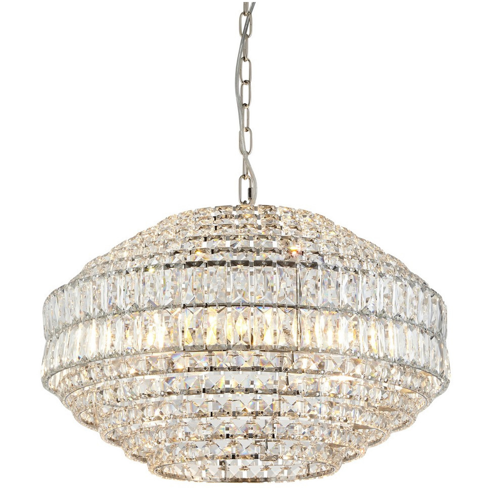 Merano Aversa Crystal Glass Clear and Bright Nickel Pendant Ceiling Light Image 3