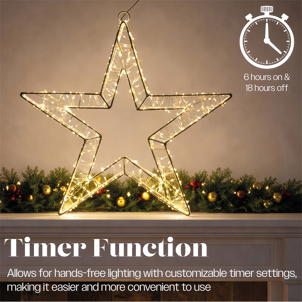Xmas Haus 480 Warm White Micro LED White Metal Star Christmas Decoration 38cm Image 7