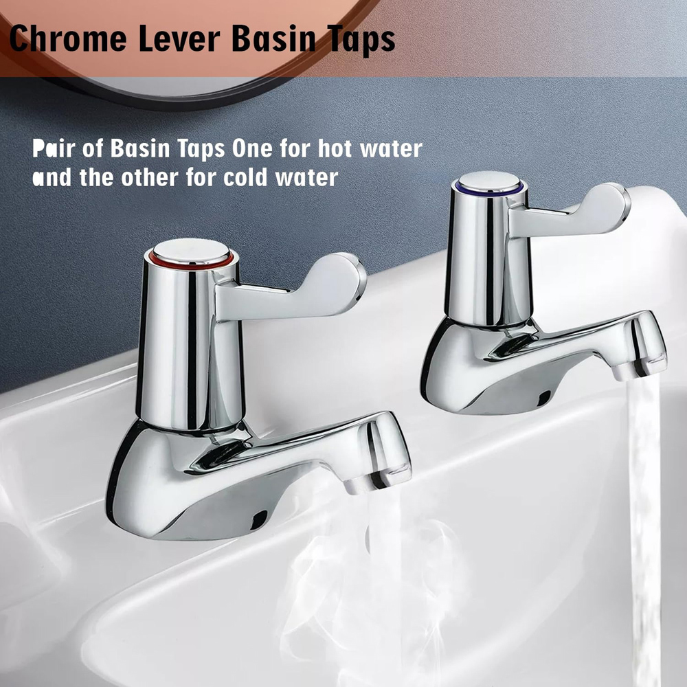 ATEK Chrome Hot and Cold Basin Sink Pillar Tap 1/2 inch 2 Pack Image 7