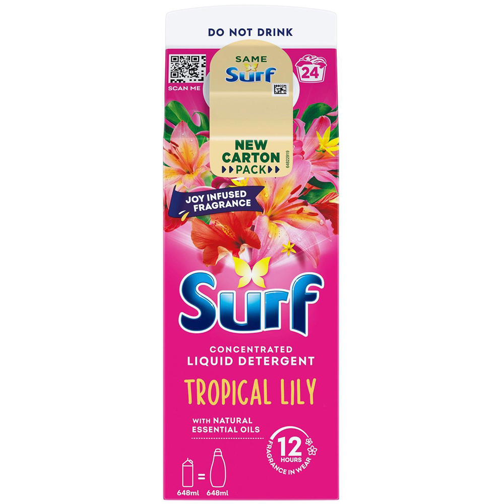 Surf Tropical Lily Concentrated Liquid Laundry Detergent 24 Washes 648ml 6 Pack Image 2