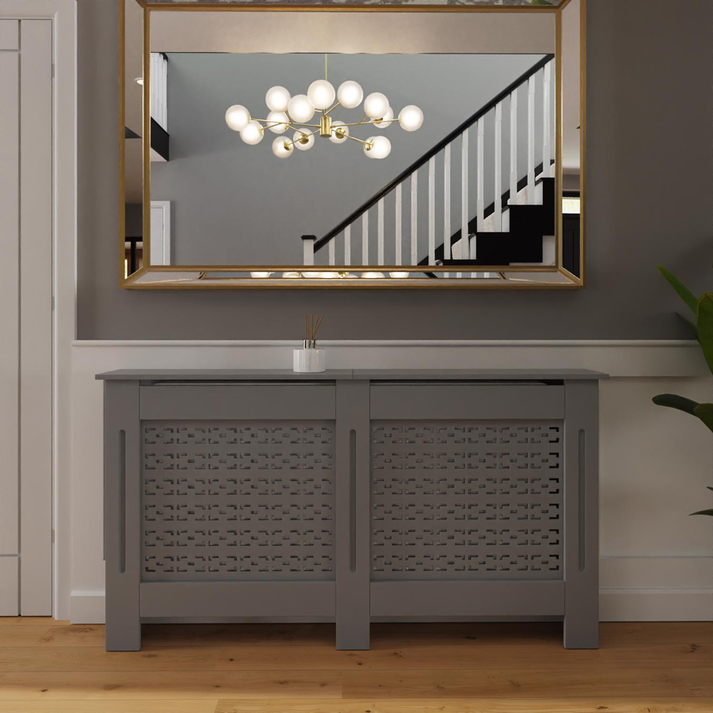 FWStyle Grey Geometric Pattern MDF Radiator Cover Large Image 5
