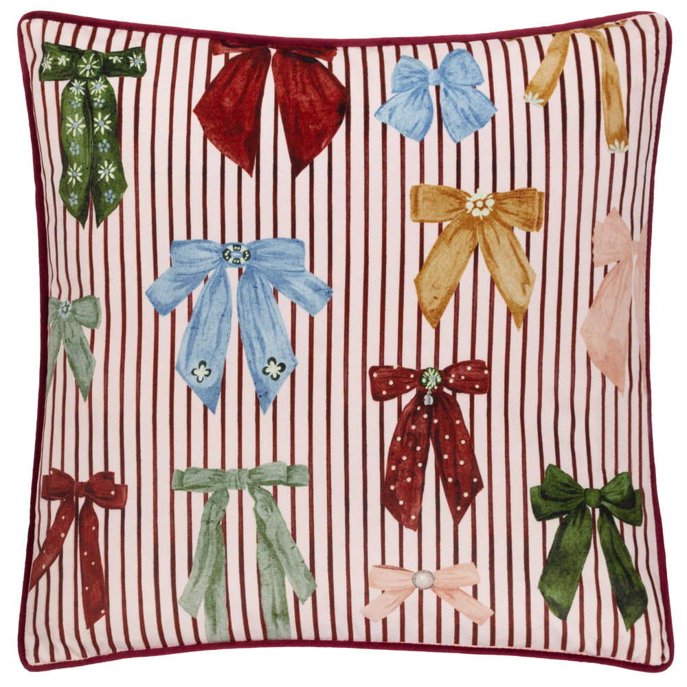 Furn Noortje Bows Pink Silk Cushion 45 x 45cm Image 1