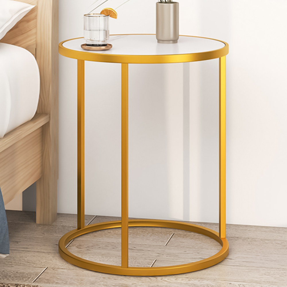 Costway Golden Marble Top Round Side Table Image 1