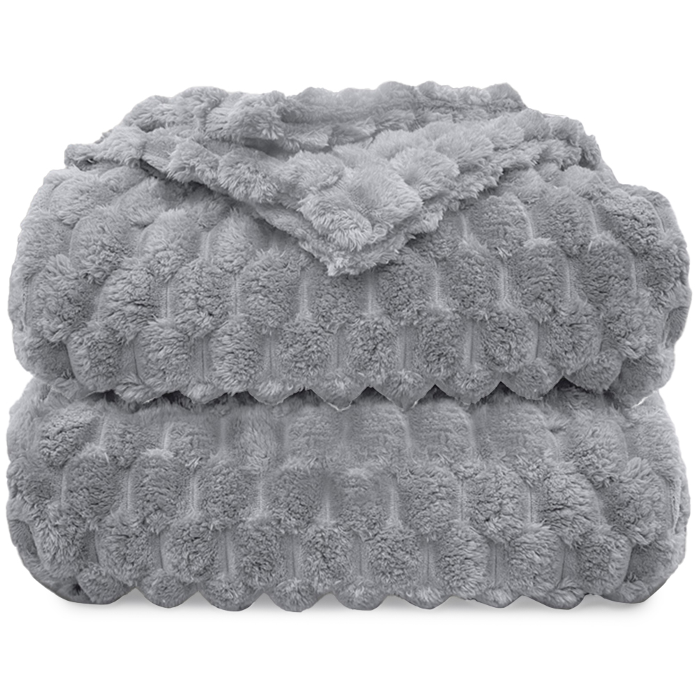 Velosso Silver Chunky Popcorn Throw 150 x 200cm Image 1