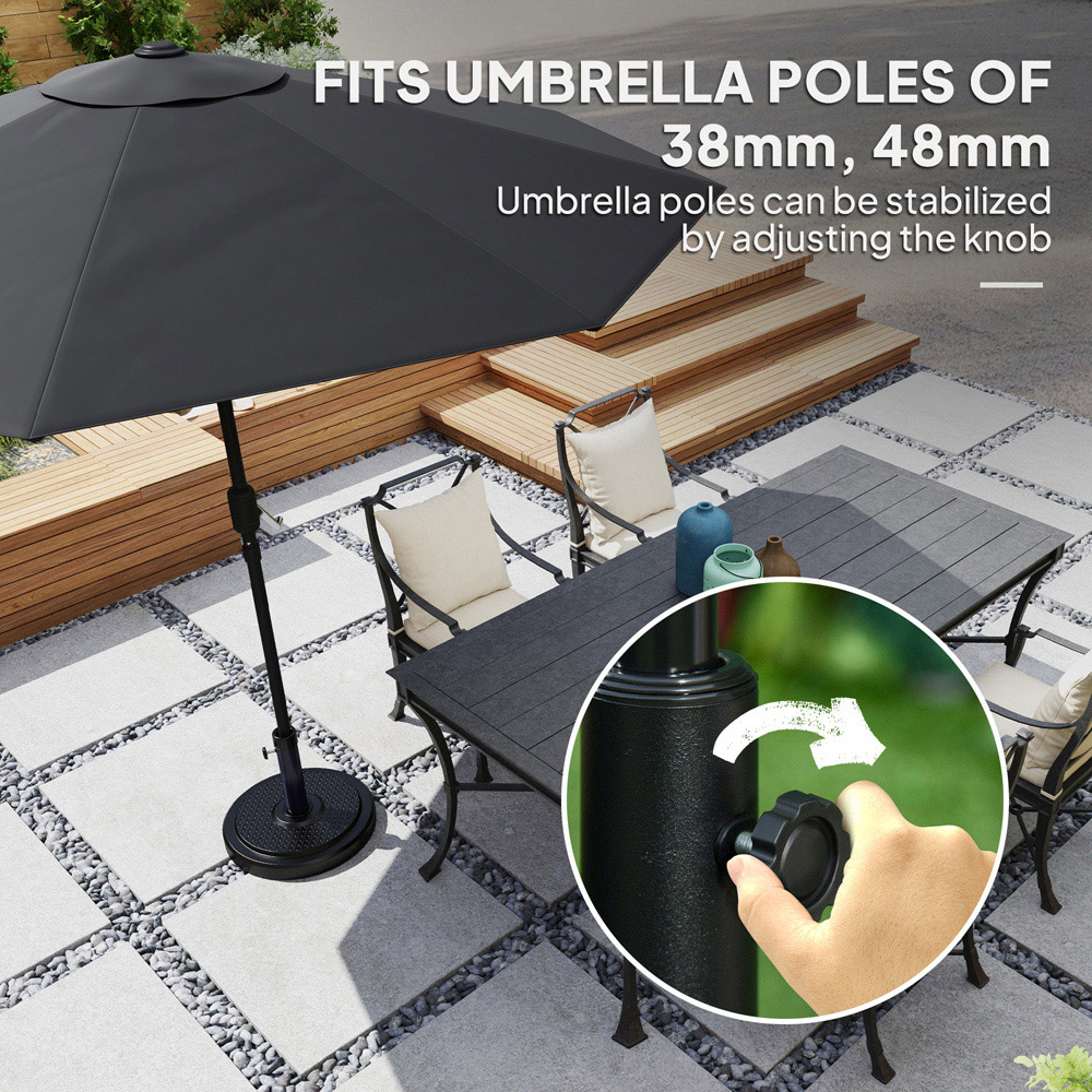 Outsunny Black Round Parasol Base 22kg Image 6