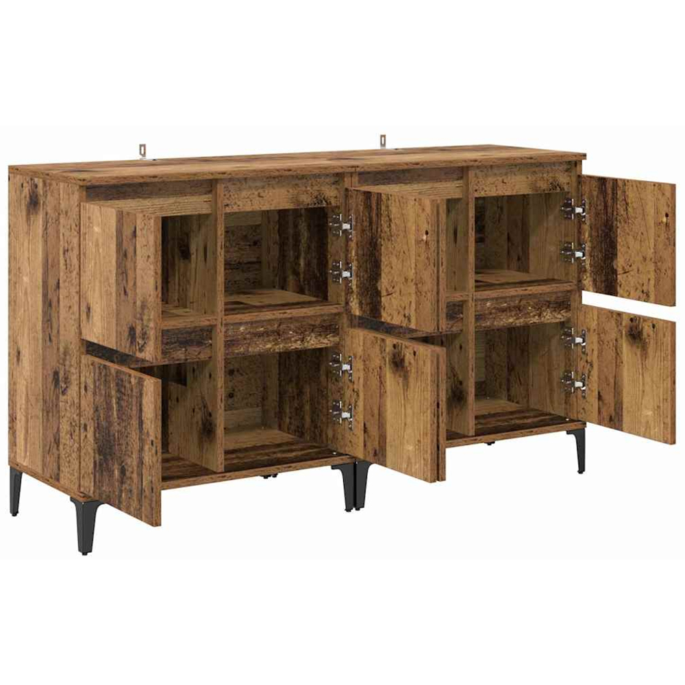 vidaXL 4 Door Old Wood Sideboard with Metal Legs Set of 2 Image 6