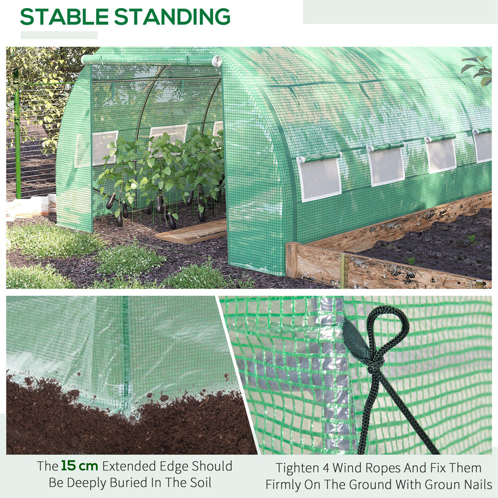 Outsunny Green Plastic 10 x 13ft Polytunnel Greenhouse Image 5