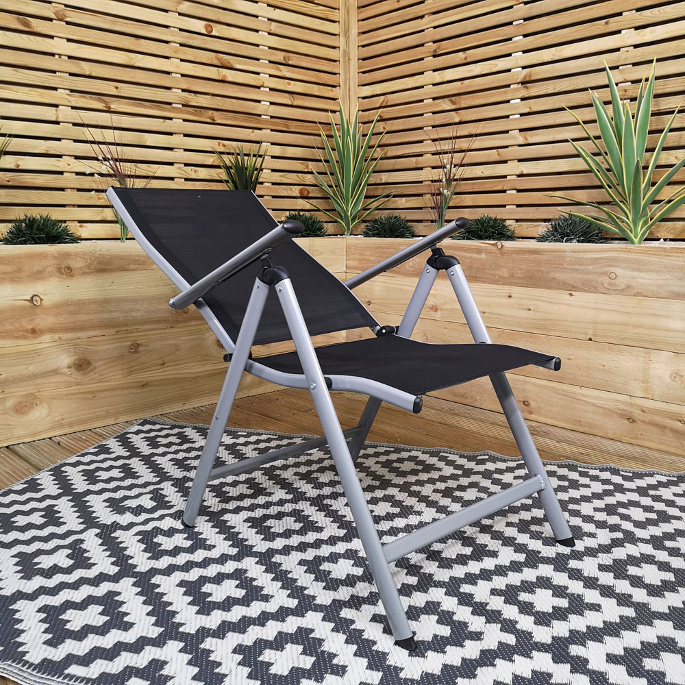 Samuel Alexander Black and Silver Multi Position Reclining Garden Chair Image 5