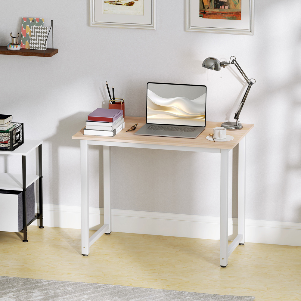 HOMCOM Metal Frame Modern Computer Desk White Image 8