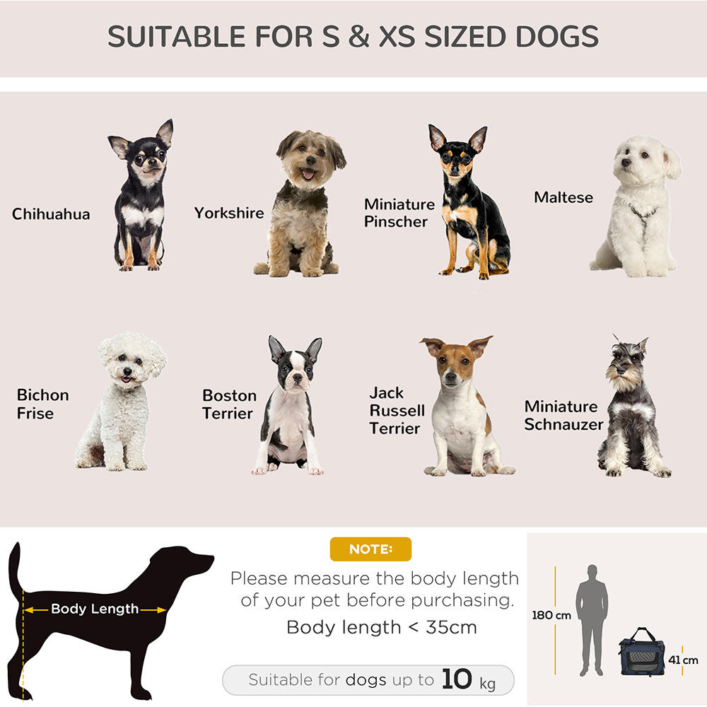 PawHut Dark Blue Foldable Small Dog Pet Carrier with Cushion Image 5