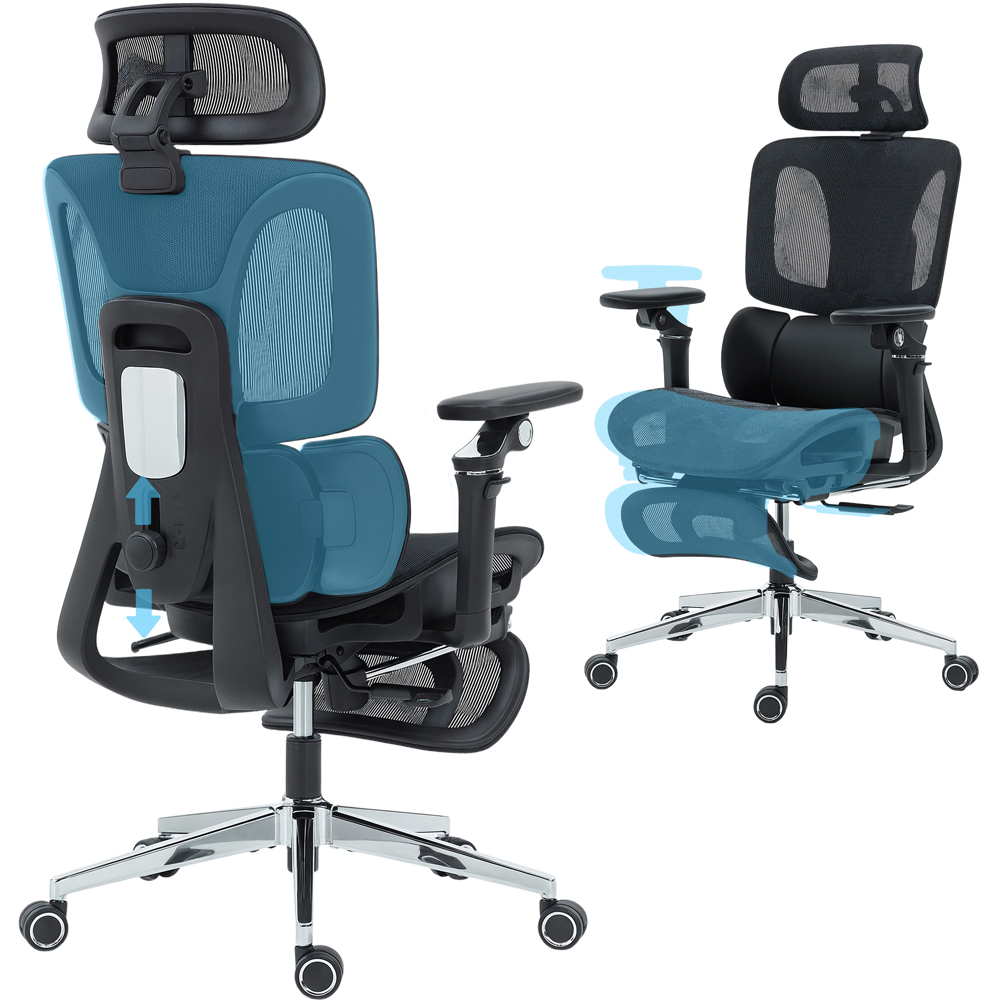 Portland Black Mesh Ergonomic Office Chair with Lumbar Support and 6D Armrests Image 2