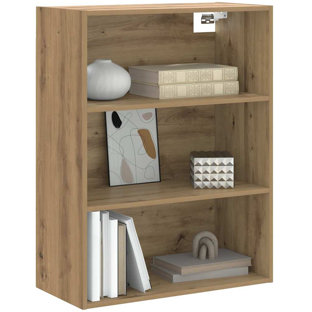 vidaXL 3 Open Shelf Artisan Oak Hanging Wall Cabinet Image 3