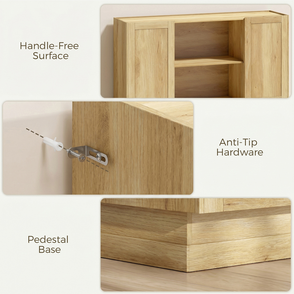 HOMCOM 2 Door 2 Shelf Natural Modern Sideboard Buffet Cabinet Image 7