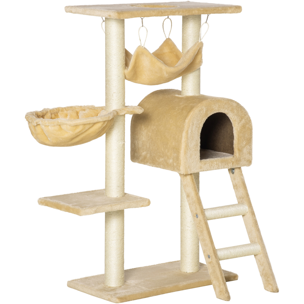 PawHut 98cm Beige Cat Activity Tree Image 1