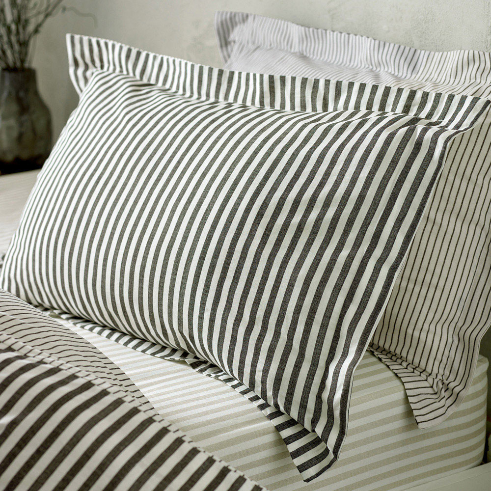 Yard Hebden Super King Size Melange Stripe Cotton Black Duvet Set Image 2