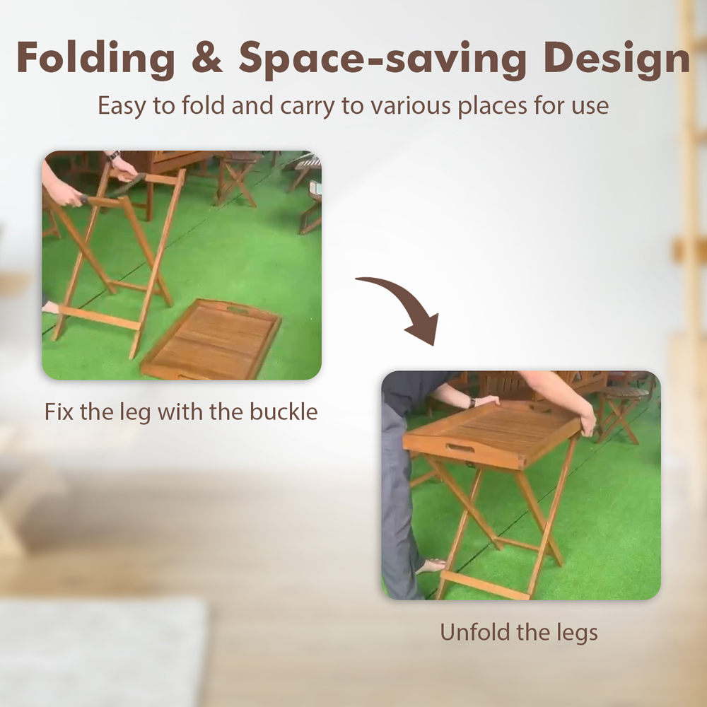 Costway Slatted Top Folding Side Table Image 8