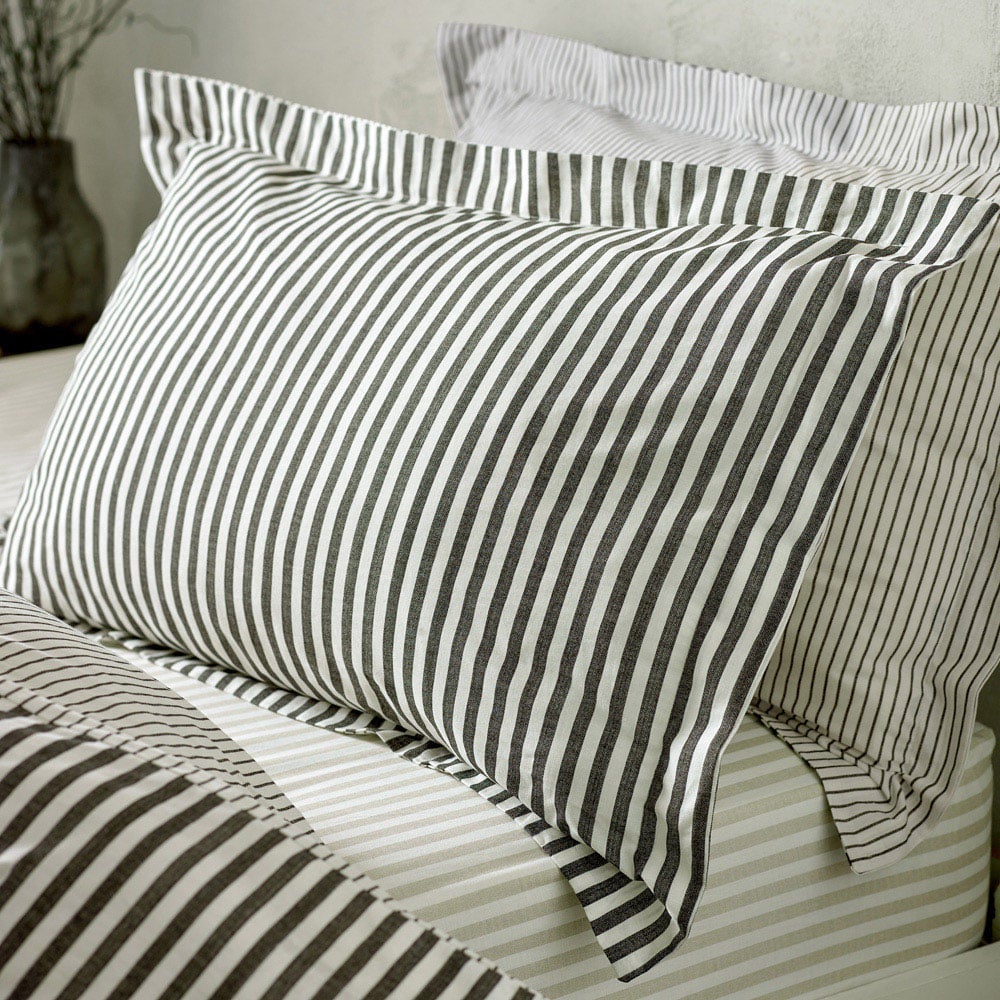 Yard Hebden Single Melange Stripe Cotton Black Duvet Set Image 2