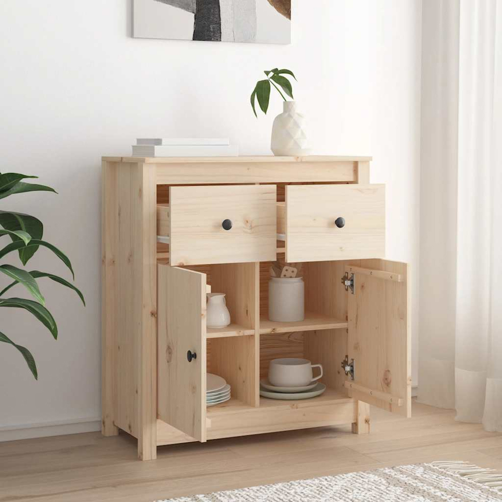 vidaXL 2 Door 2 Drawer Solid Pine Wood Sideboard Image 8