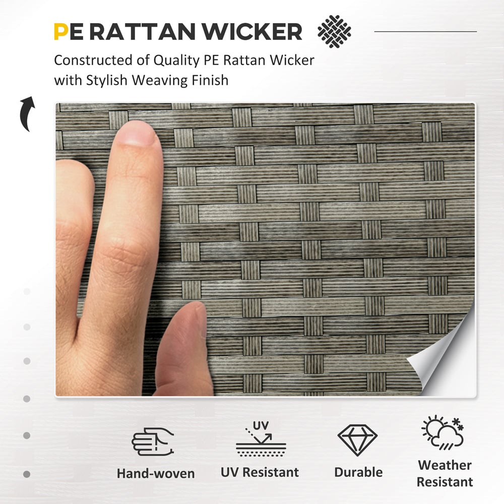 Outsunny 7 Seater Dark Blue Rattan Garden Corner Dining Sofa Set Image 6