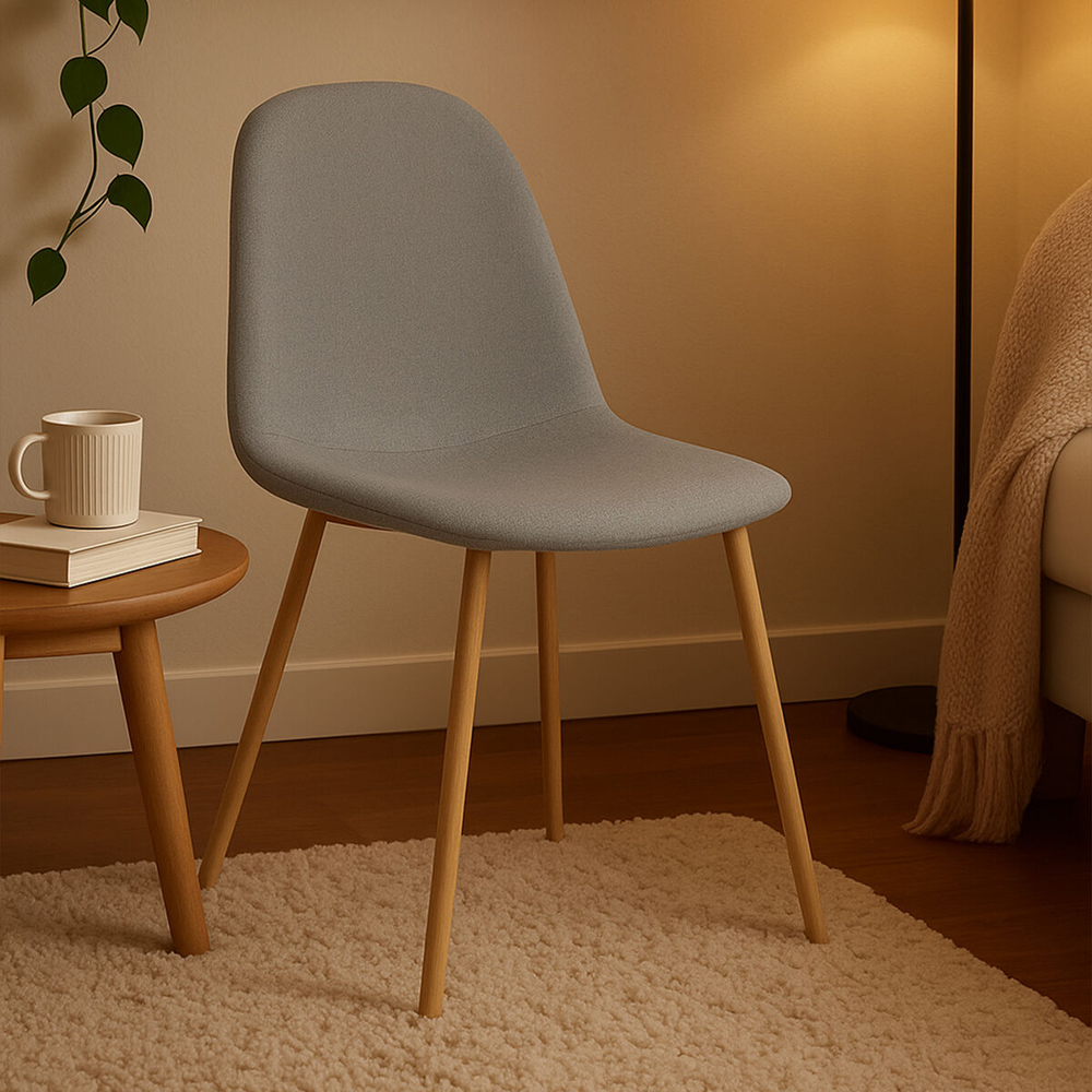 Premier Housewares Salford Grey Fabric and Wood Effect Legs Dining Chair Image 5