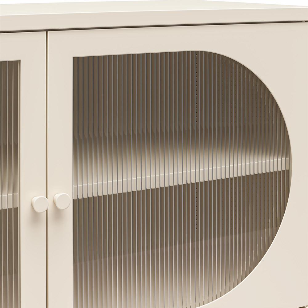 Dorel Luna 2 Door Beige Fluted Glass Wide Accent Cabinet Image 7