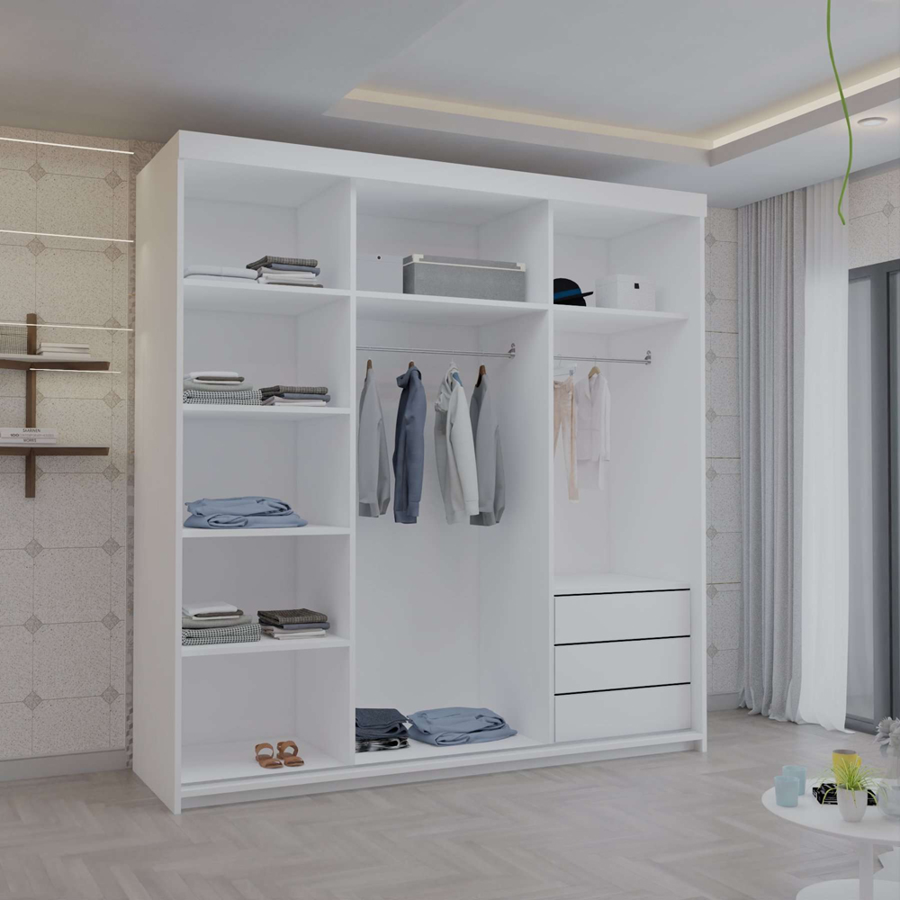 Sliding Wardrobes 4U 2 Sliding Door White Modern Wide Full Length Mirrored Wardrobe Image 4