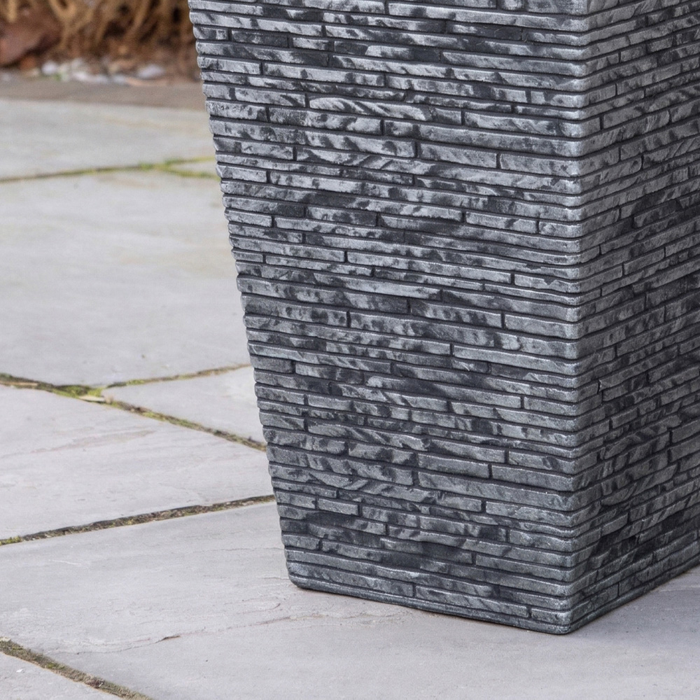 Samuel Alexander Dark Grey Large Square Plastic Slate Effect Garden Planter 30 x 45cm Image 8