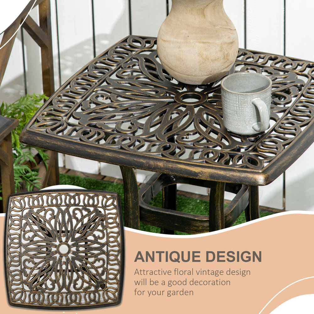 Outsunny Bronze Aluminium Garden Table with Umbrella Hole Image 4