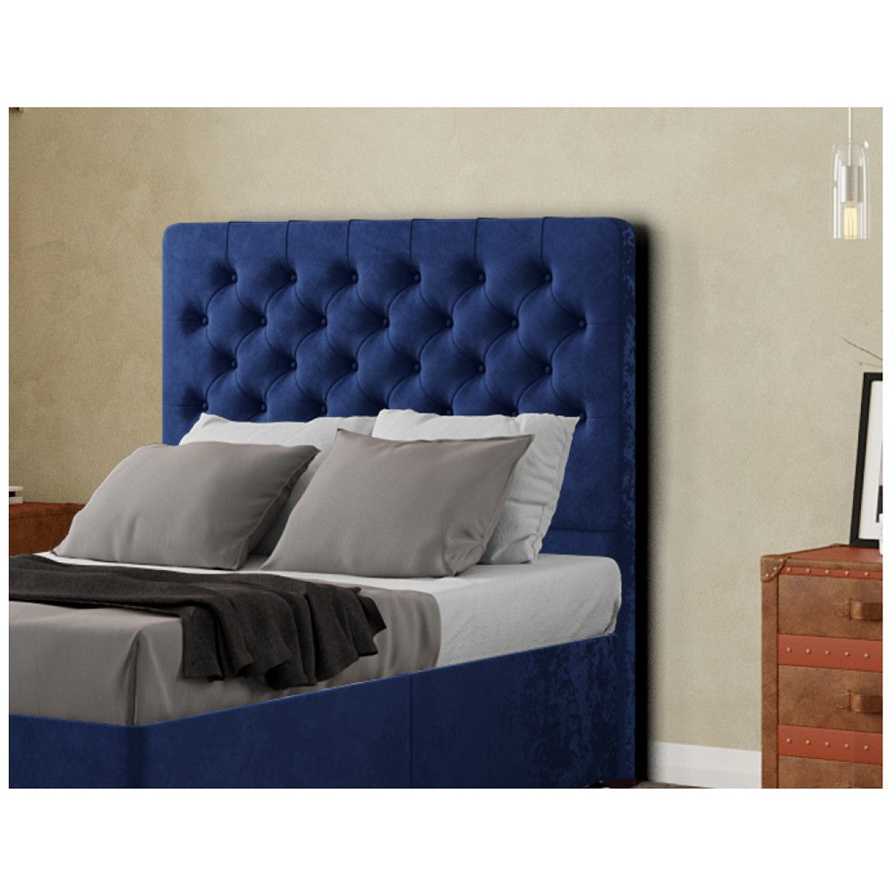 Eleganza Winchester Small Double Navy Plush Floor Standing Headboard Image 4
