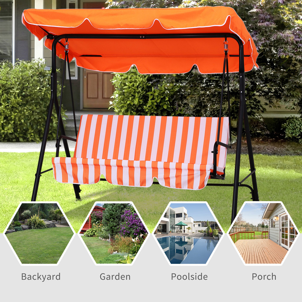 Outsunny 3 Seater Orange Garden Swing Chair with Canopy Image 6
