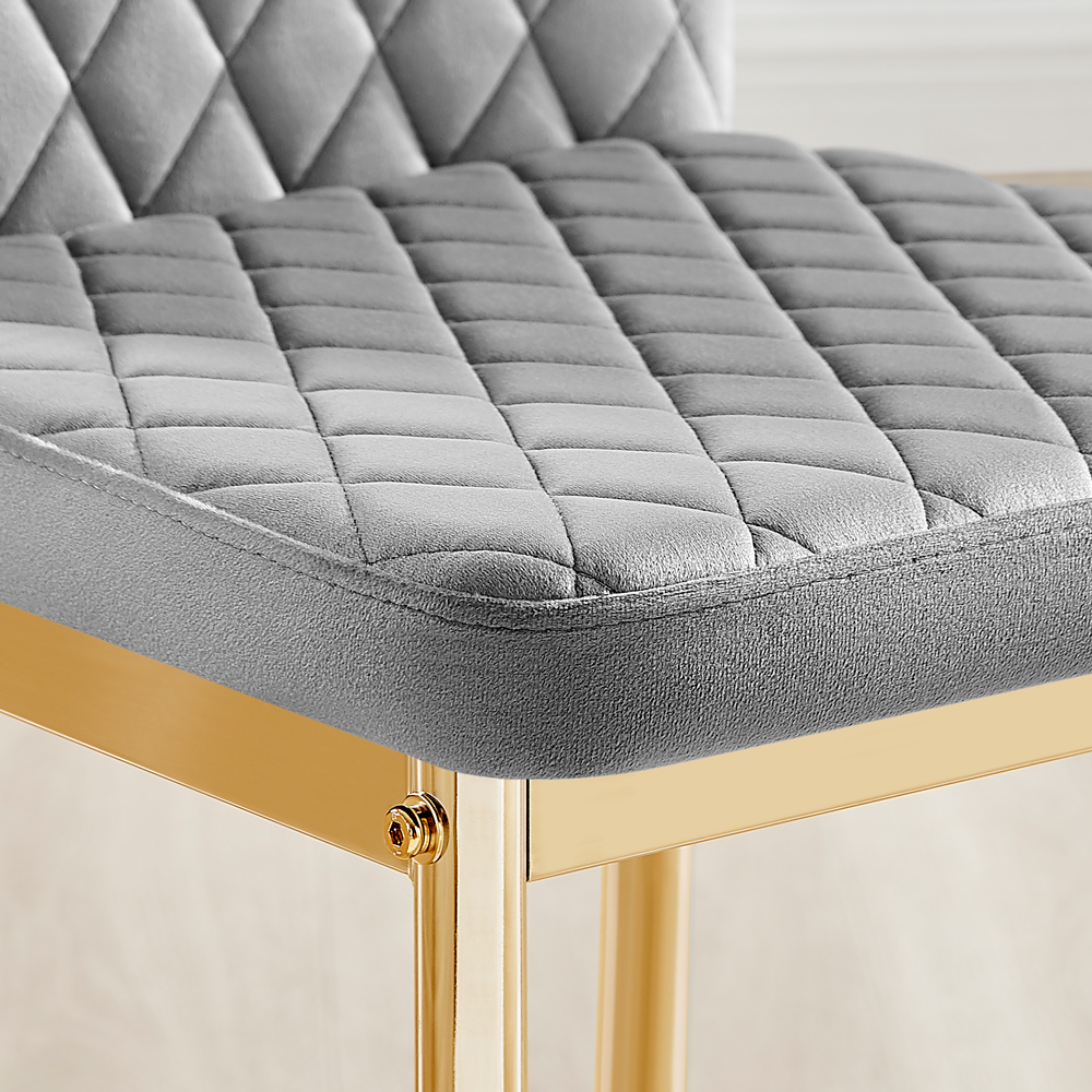 Furniturebox Lucia Valera 4 Seater Dining Set Grey Gloss and Gold Image 7