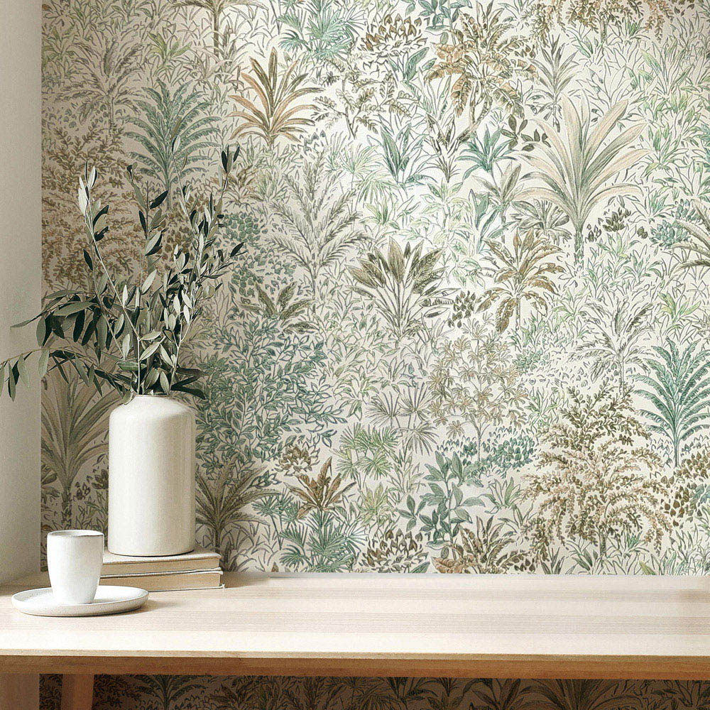 Vymura Capri Palm Landscape Green Vinyl Wallpaper Image 3