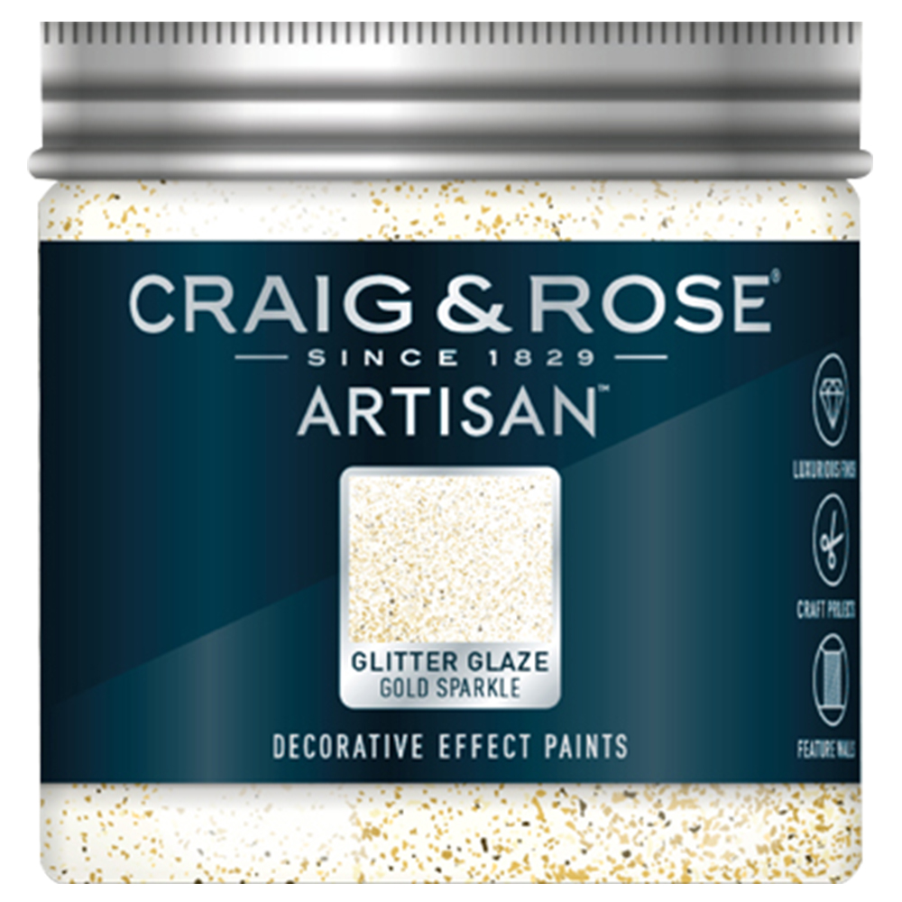 Craig & Rose Artisan Walls & Ceilings Glitter Glaze Gold Sparkle Paint 300ml Image 2