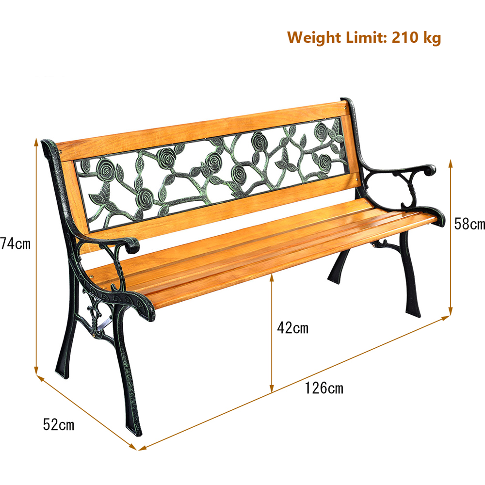 Costway 3 Seater Weatherproof Wooden Garden Bench Image 9