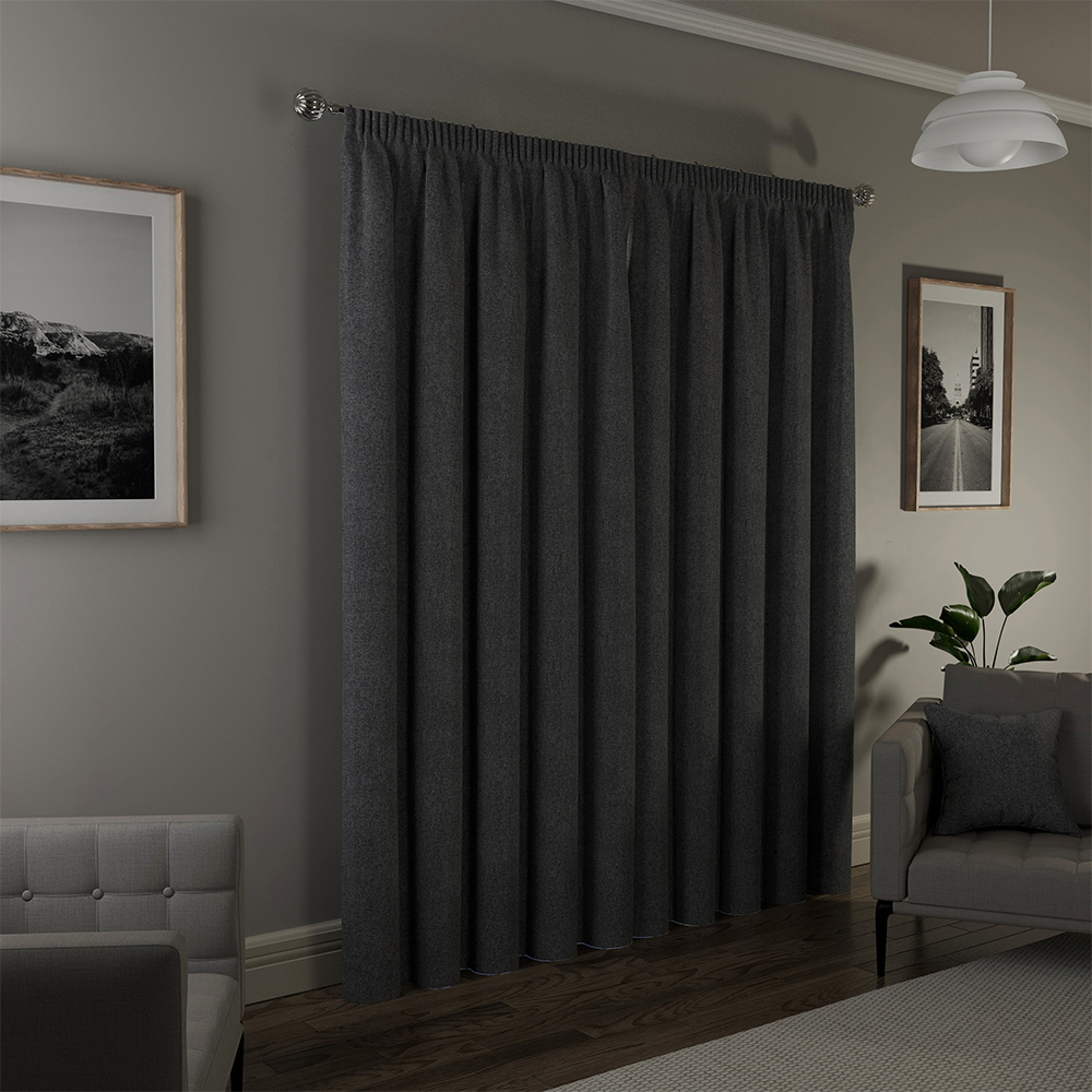 Enhanced Living Dallas Grey Thermal Blackout Pencil Pleat Curtains 168 x 229cm Image 3