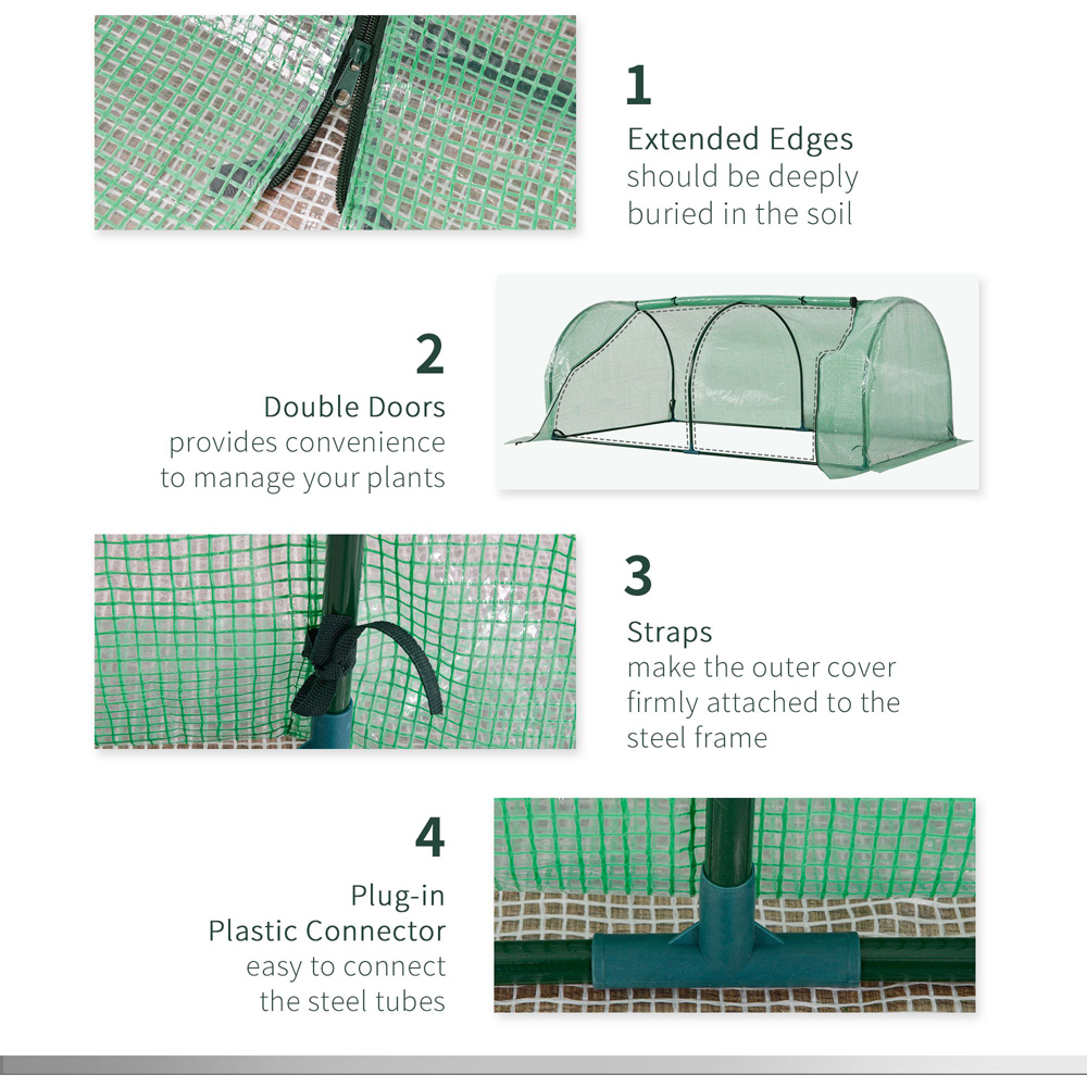 Outsunny Portable PE Cover Tunnel 6.5 x 3.2ft Greenhouse Image 5