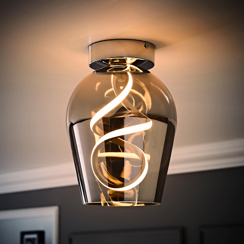 ValueLights Helix Smoked Glass Integrated LED Ceiling Light Image 2