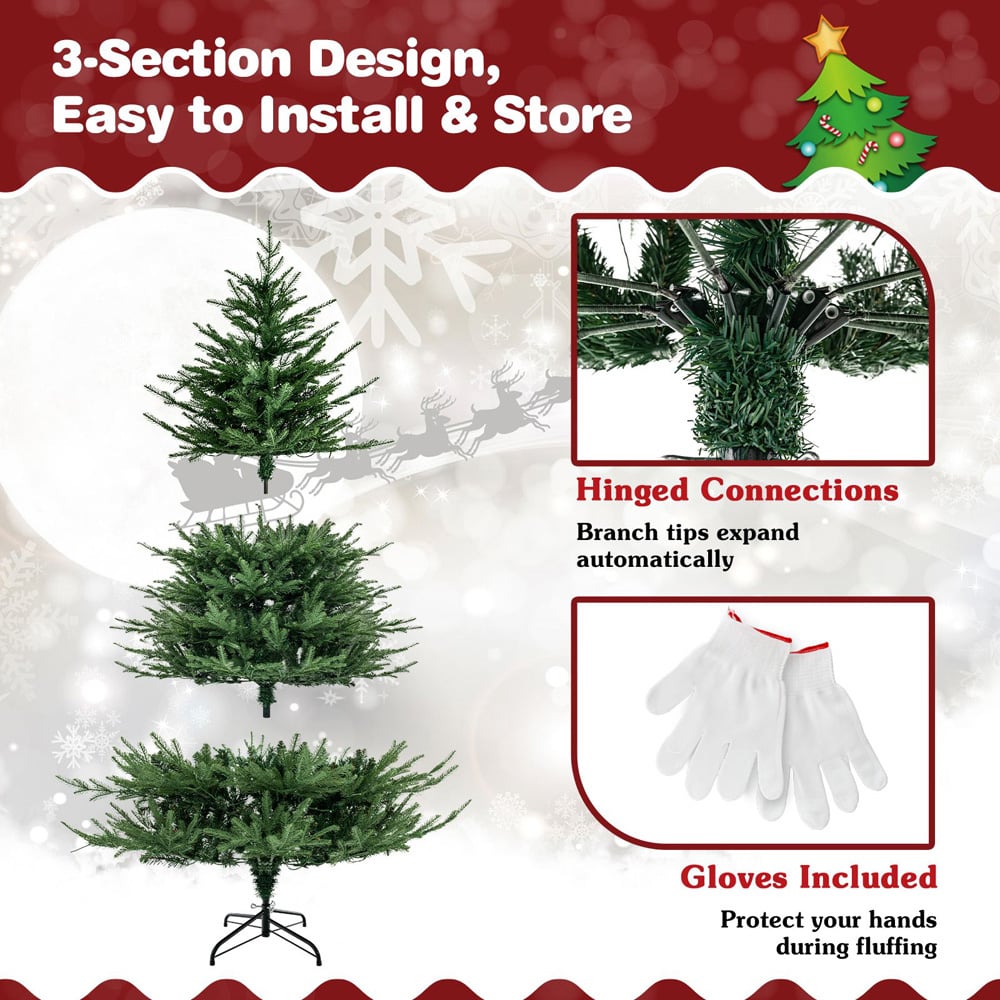 Costway Pre Lit Warm White LED Artificial Christmas Tree 6ft Image 6